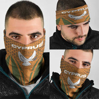 Cyprus Neck Gaiter with Orange Green Grunge Design and Peace Dove Emblem TS04