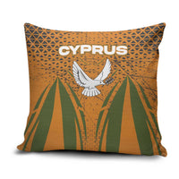 Cyprus Pillow Cover with Orange Green Grunge Design and Peace Dove Emblem - Wonder Print Shop