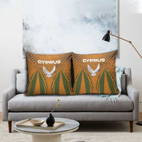 Cyprus Pillow Cover with Orange Green Grunge Design and Peace Dove Emblem - Wonder Print Shop