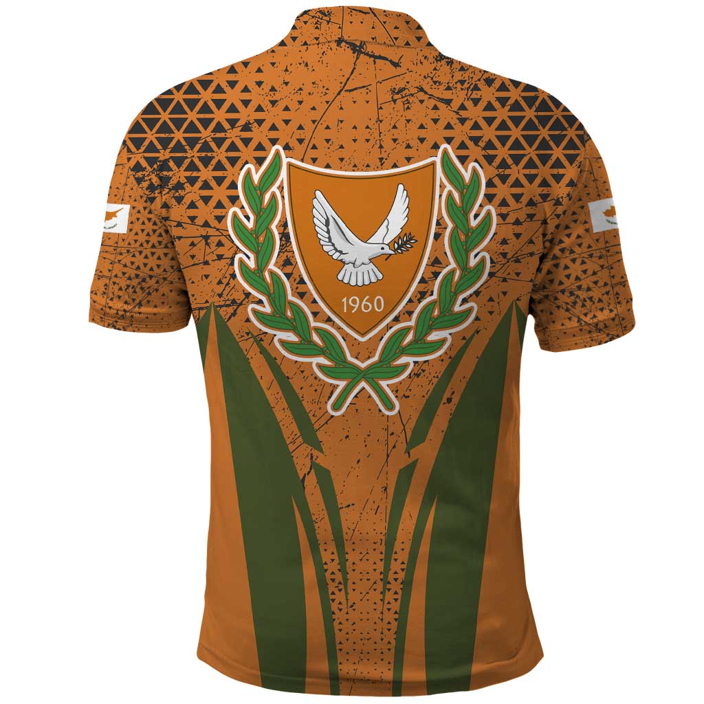 Cyprus Polo Shirt with Orange Green Grunge Design and Peace Dove Emblem - Wonder Print Shop