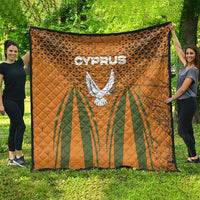 Cyprus Quilt with Orange Green Grunge Design and Peace Dove Emblem - Wonder Print Shop