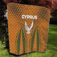 Cyprus Quilt with Orange Green Grunge Design and Peace Dove Emblem - Wonder Print Shop