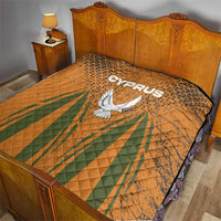 Cyprus Quilt with Orange Green Grunge Design and Peace Dove Emblem - Wonder Print Shop
