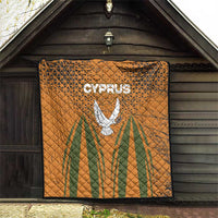 Cyprus Quilt with Orange Green Grunge Design and Peace Dove Emblem - Wonder Print Shop