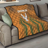 Cyprus Quilt with Orange Green Grunge Design and Peace Dove Emblem - Wonder Print Shop