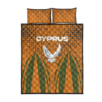 Cyprus Quilt Bed Set with Orange Green Grunge Design and Peace Dove Emblem - Wonder Print Shop