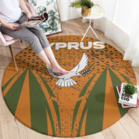 Cyprus Round Carpet with Orange Green Grunge Design and Peace Dove Emblem - Wonder Print Shop