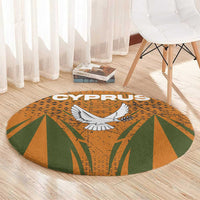 Cyprus Round Carpet with Orange Green Grunge Design and Peace Dove Emblem - Wonder Print Shop