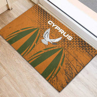 Cyprus Rubber Doormat with Orange Green Grunge Design and Peace Dove Emblem - Wonder Print Shop