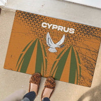 Cyprus Rubber Doormat with Orange Green Grunge Design and Peace Dove Emblem - Wonder Print Shop