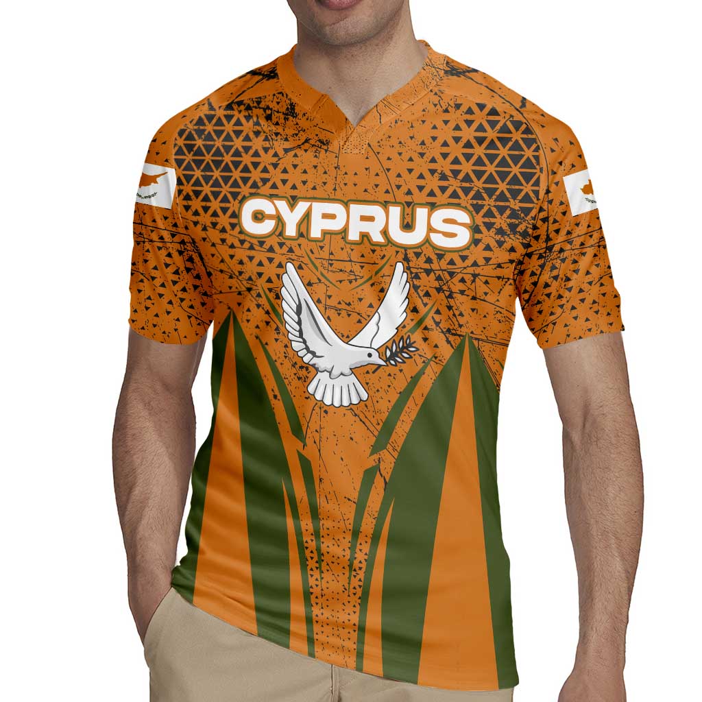 Cyprus Rugby Jersey with Orange Green Grunge Design and Peace Dove Emblem - Wonder Print Shop