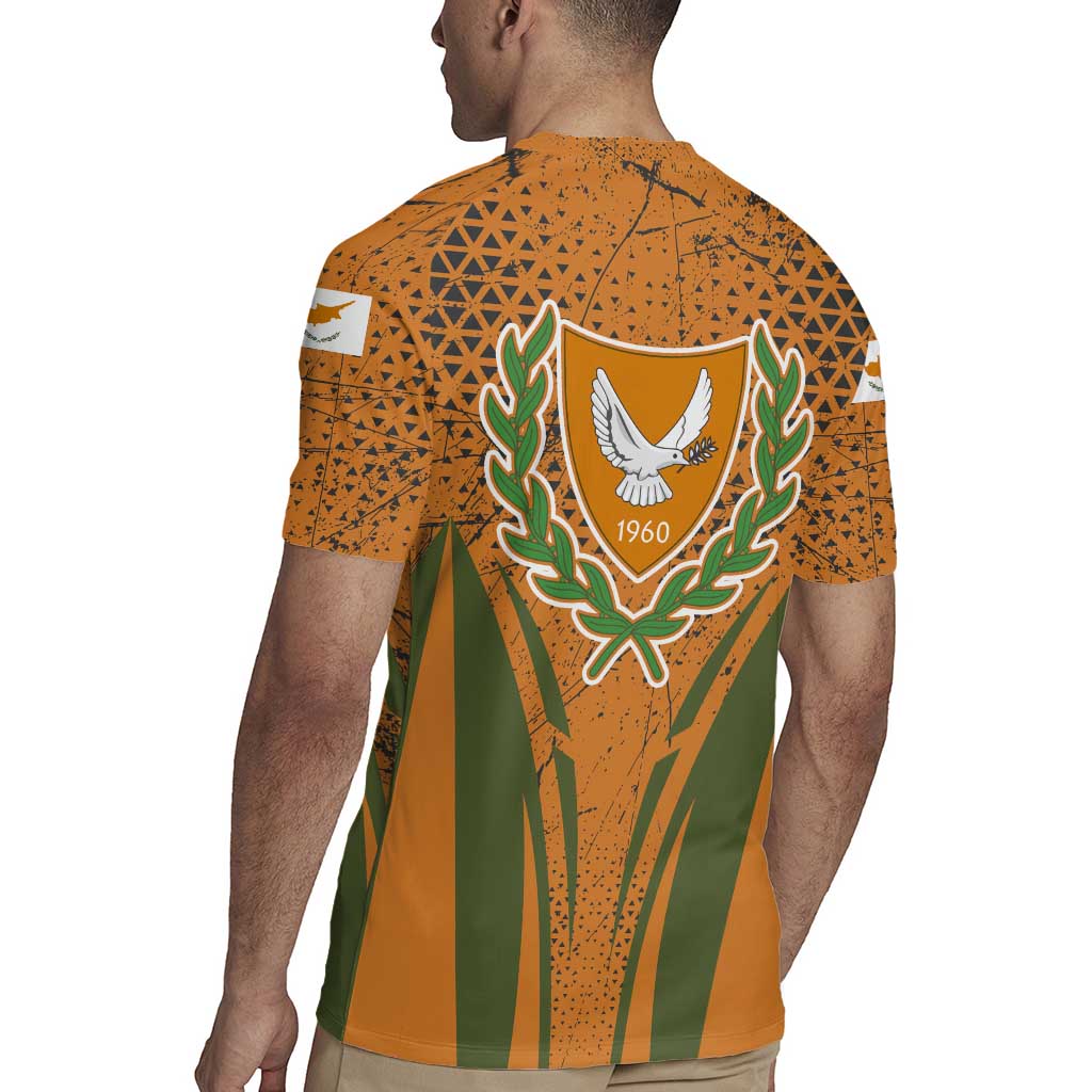 Cyprus Rugby Jersey with Orange Green Grunge Design and Peace Dove Emblem - Wonder Print Shop