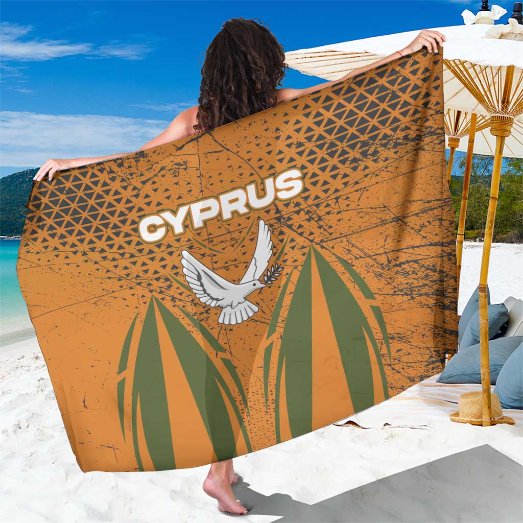 Cyprus Sarong with Orange Green Grunge Design and Peace Dove Emblem - Wonder Print Shop