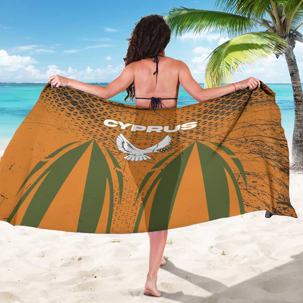 Cyprus Sarong with Orange Green Grunge Design and Peace Dove Emblem - Wonder Print Shop