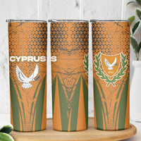 Cyprus Skinny Tumbler with Orange Green Grunge Design and Peace Dove Emblem - Wonder Print Shop