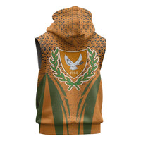 Cyprus Sleeveless Hoodie with Orange Green Grunge Design and Peace Dove Emblem - Wonder Print Shop