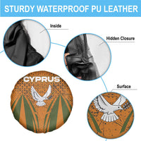 Cyprus Spare Tire Cover with Orange Green Grunge Design and Peace Dove Emblem - Wonder Print Shop