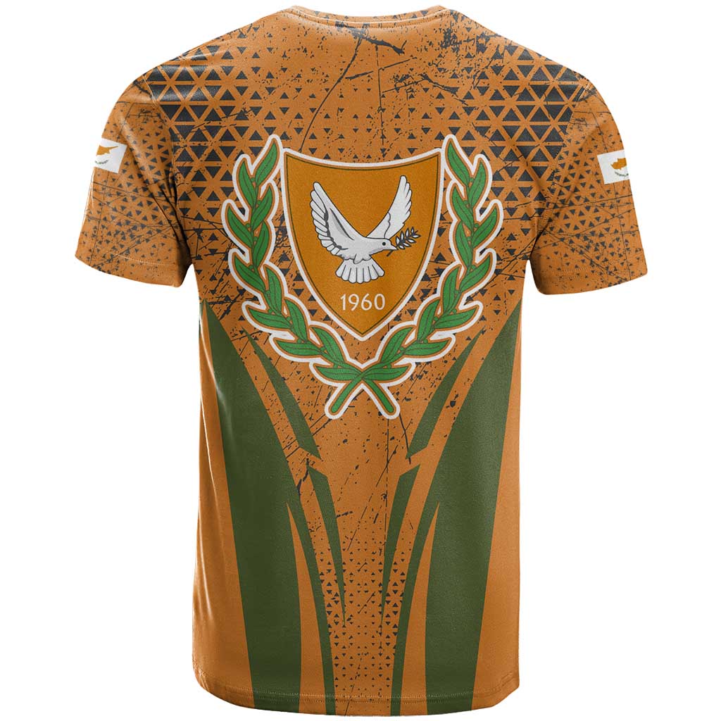 Cyprus T Shirt with Orange Green Grunge Design and Peace Dove Emblem - Wonder Print Shop