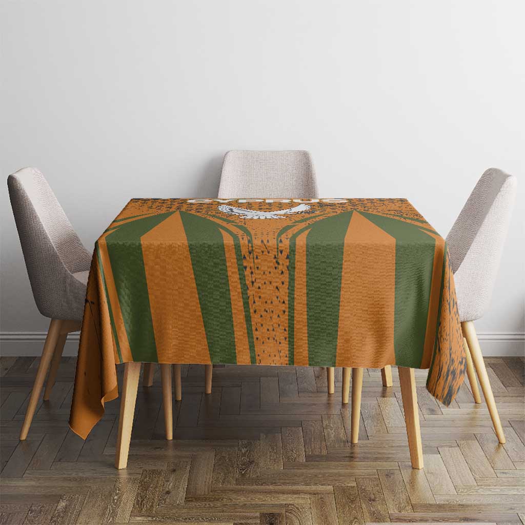 Cyprus Tablecloth with Orange Green Grunge Design and Peace Dove Emblem - Wonder Print Shop