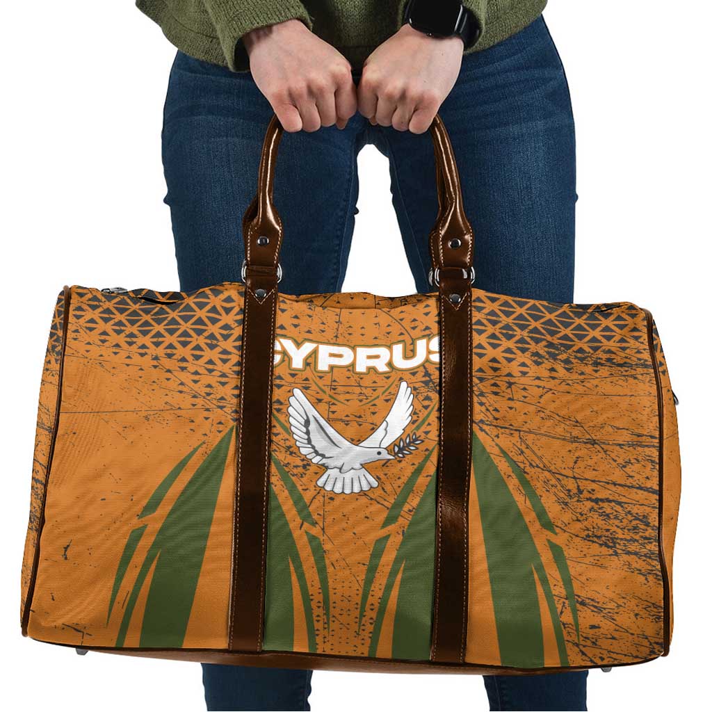 Cyprus Travel Bag with Orange Green Grunge Design and Peace Dove Emblem - Wonder Print Shop