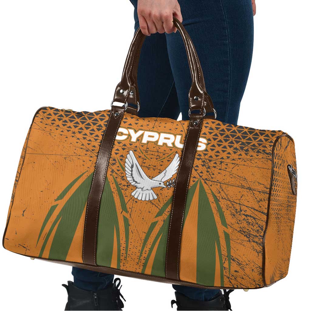 Cyprus Travel Bag with Orange Green Grunge Design and Peace Dove Emblem - Wonder Print Shop