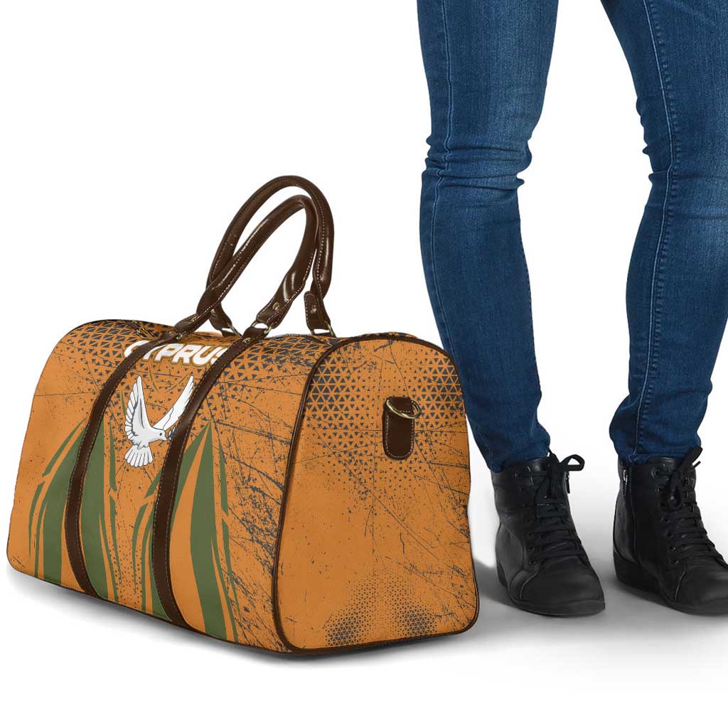 Cyprus Travel Bag with Orange Green Grunge Design and Peace Dove Emblem - Wonder Print Shop