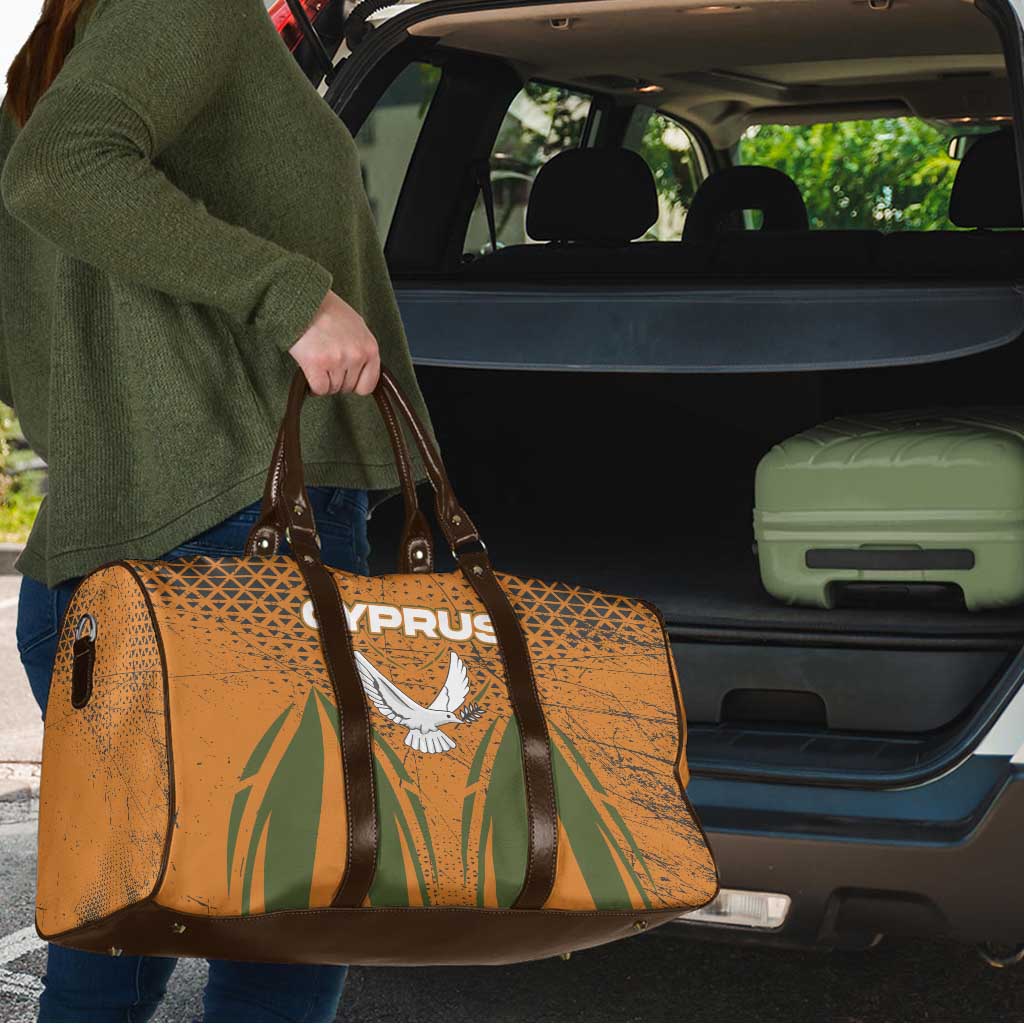 Cyprus Travel Bag with Orange Green Grunge Design and Peace Dove Emblem - Wonder Print Shop