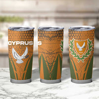 Cyprus Tumbler Cup with Orange Green Grunge Design and Peace Dove Emblem - Wonder Print Shop