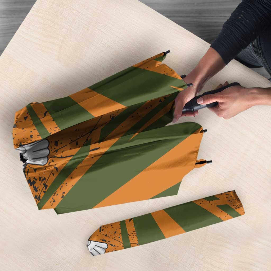 Cyprus Umbrella with Orange Green Grunge Design and Peace Dove Emblem - Wonder Print Shop