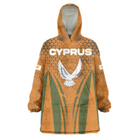 Cyprus Wearable Blanket Hoodie with Orange Green Grunge Design and Peace Dove Emblem - Wonder Print Shop