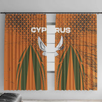Cyprus Window Curtain with Orange Green Grunge Design and Peace Dove Emblem - Wonder Print Shop