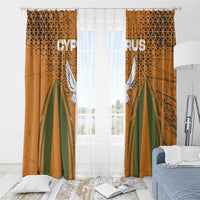 Cyprus Window Curtain with Orange Green Grunge Design and Peace Dove Emblem - Wonder Print Shop