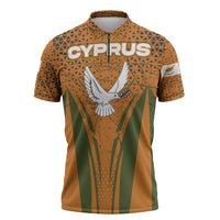 Cyprus Zipper Polo Shirt with Orange Green Grunge Design and Peace Dove Emblem - Wonder Print Shop