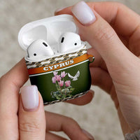 Cyprus AirPods Case with Cyclamen Flower Illustration Design and National Emblem - Wonder Print Shop