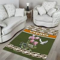 Cyprus Area Rug with Cyclamen Flower Illustration Design and National Emblem - Wonder Print Shop