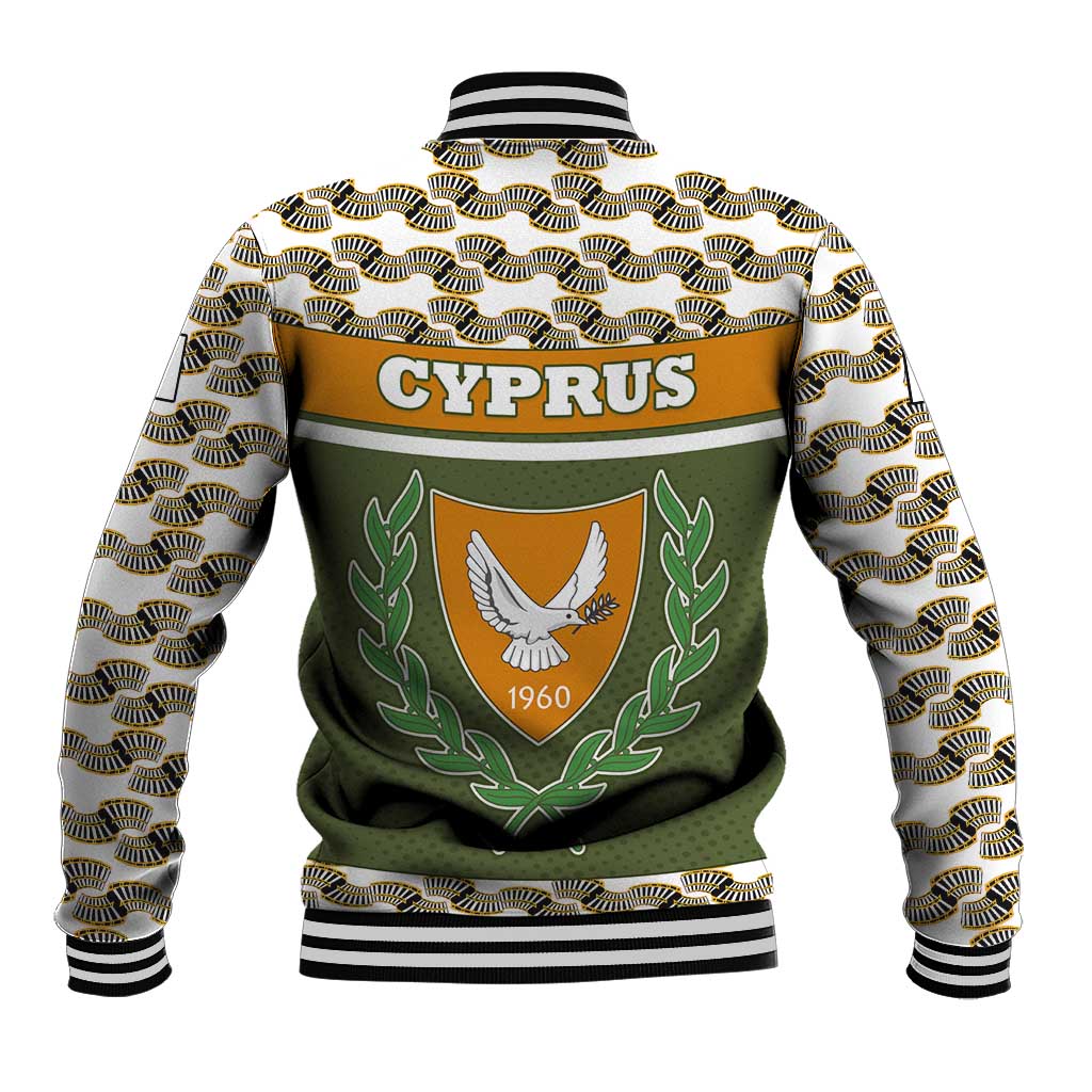 Cyprus Baseball Jacket with Cyclamen Flower Illustration Design and National Emblem - Wonder Print Shop