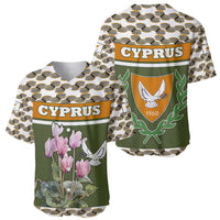 Cyprus Baseball Jersey with Cyclamen Flower Illustration Design and National Emblem - Wonder Print Shop