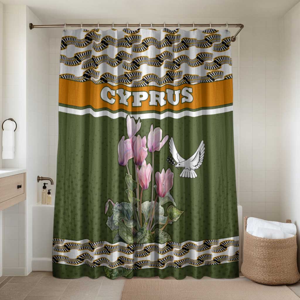 Cyprus Bathroom Set with Cyclamen Flower Illustration Design and National Emblem - Wonder Print Shop