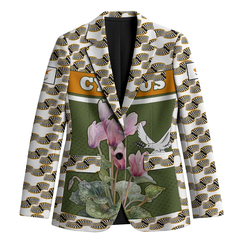Cyprus Blazer with Cyclamen Flower Illustration Design and National Emblem - Wonder Print Shop