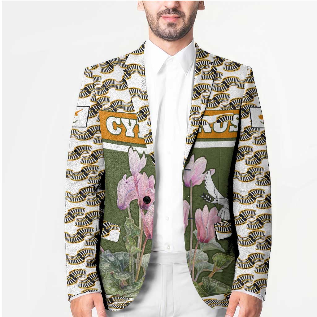 Cyprus Blazer with Cyclamen Flower Illustration Design and National Emblem - Wonder Print Shop