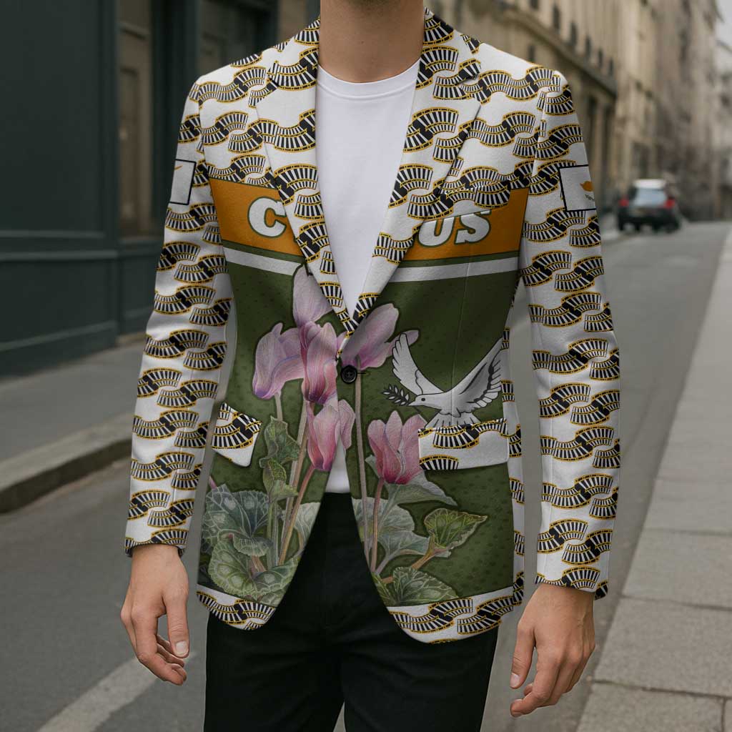 Cyprus Blazer with Cyclamen Flower Illustration Design and National Emblem - Wonder Print Shop