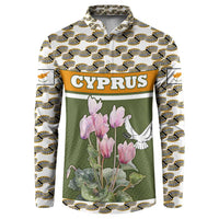Cyprus Button Sweatshirt with Cyclamen Flower Illustration Design and National Emblem - Wonder Print Shop