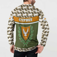 Cyprus Button Sweatshirt with Cyclamen Flower Illustration Design and National Emblem - Wonder Print Shop