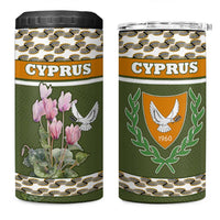 Cyprus 4 in 1 Can Cooler Tumbler with Cyclamen Flower Illustration Design and National Emblem - Wonder Print Shop
