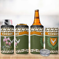 Cyprus 4 in 1 Can Cooler Tumbler with Cyclamen Flower Illustration Design and National Emblem - Wonder Print Shop