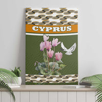 Cyprus Canvas Wall Art with Cyclamen Flower Illustration Design and National Emblem - Wonder Print Shop