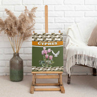 Cyprus Canvas Wall Art with Cyclamen Flower Illustration Design and National Emblem - Wonder Print Shop