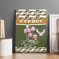 Cyprus Canvas Wall Art with Cyclamen Flower Illustration Design and National Emblem - Wonder Print Shop