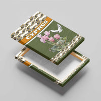 Cyprus Canvas Wall Art with Cyclamen Flower Illustration Design and National Emblem - Wonder Print Shop