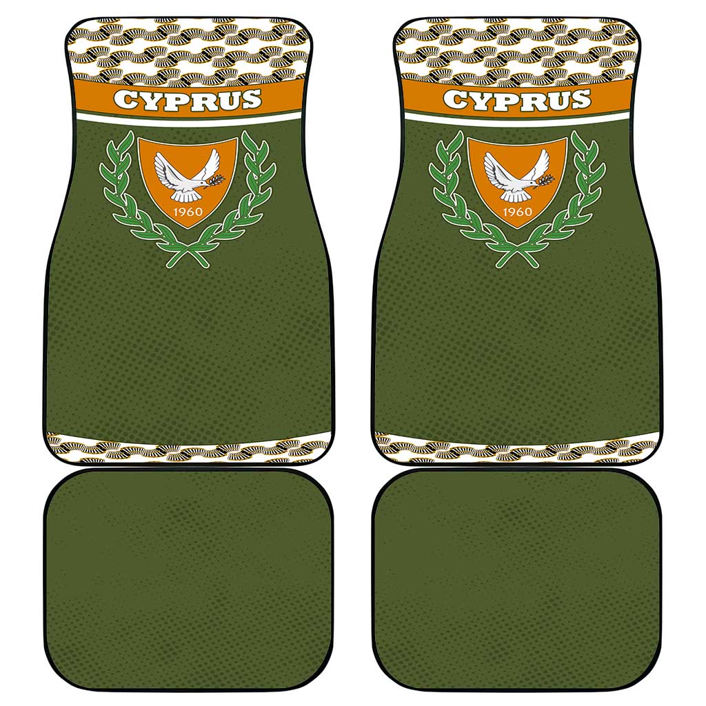 Cyprus Car Mats with Cyclamen Flower Illustration Design and National Emblem - Wonder Print Shop